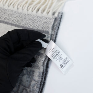 CHRISTIAN DIOR OBLIQUE STOLE CASHMERE GRAY SCARF