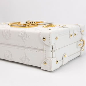 LOUIS VUITTON PETITE MALLE MONOGRAM EMBROIDERED WHITE CALFSKIN GHW