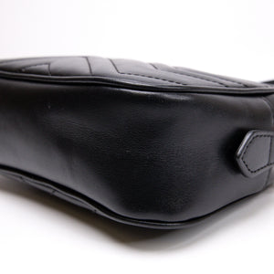 GUCCI GG MARMONT SMALL MATELASSE SHOULDER BAG BLACK CALFSKIN LEATHER GHW