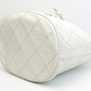 CHANEL VINTAGE MINI QUILTED CC BUCKET BAG WHITE CALFSKIN GHW