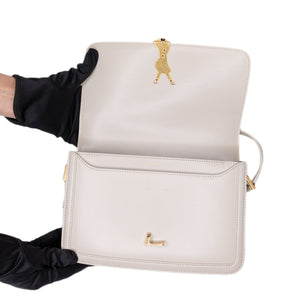 SAINT LAURENT SOLFERINO MEDIUM SATCHEL BAG WHITE CALFSKIN GHW