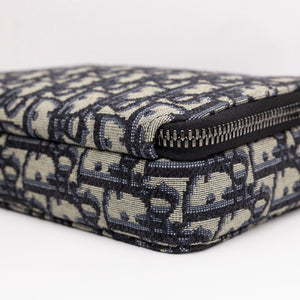 CHRISTIAN DIOR WALLET ON STRAP OBLIQUE JACQUARD CANVAS / LEATHER BLUE SHW