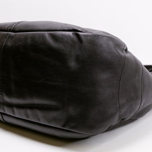 PRADA BLACK VITELLO DAINO LEATHER ZIP TOP HOBO BAG GHW