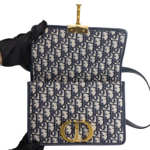 CHRISTIAN DIOR 30 MONTAIGNE BAG BLUE OBLIQUE JACQUARD GHW