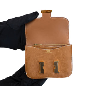 HERMES CONSTANCE SLIM EPSOM GOLD GHW STAMP W