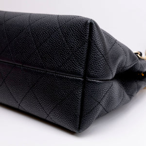 CHANEL SMALL CITY WALK HOBO BLACK CAVIAR QUILTED LEATHER GHW