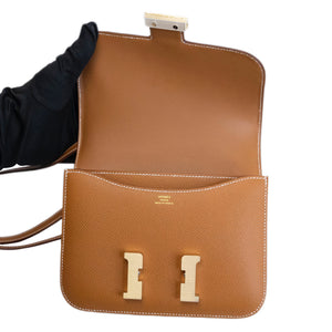 HERMES MINI CONSTANCE EPSOM GOLD GHW STAMP K