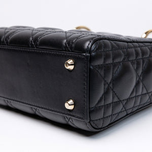 CHRISTIAN DIOR MINI LADY DIOR LAMBSKIN BLACK GHW