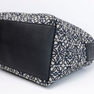 LOEWE CUBI ANAGRAM BAG JACQUARD CANVAS NAVY / BLACK GHW