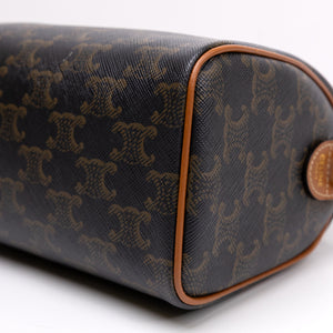 CELINE SMALL BOSTON BAG TRIOMPHE CANVAS/ CALFSKIN TAN GHW