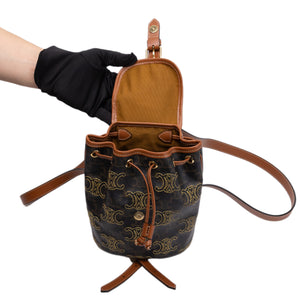 CELINE MINI BACKPACK FOLCO TRIOMPHE CANVAS / CALFSKIN BLACK GHW