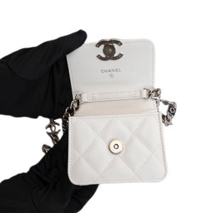 CHANEL CC MINI BAG WHITE CALFSKIN SHW