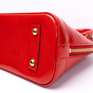 LOUIS VUITTON ALMA BB MONOGRAM PATENT RED GHW