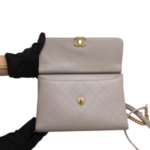 CHANEL COCO LUXE FLAP BAG GREY LAMBSKIN LEATHER GHW