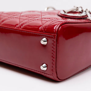CHRISTAIN DIOR MINI LADY DIOR PATENT RED SHW