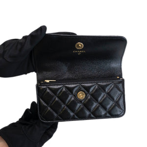 CHANEL DYNASTY FLAP PHONE HOLDER BLACK LAMBSKIN GHW