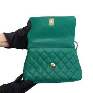 CHANEL SMALL COCO HANDLE CAVIAR GREEN LGHW