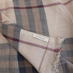 BURBERRY BEIGE VINTAGE WOOL & SILK SCARF