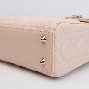 CHRISTIAN DIOR SMALL LADY DIOR LIGHT PINK LAMBSKIN GHW