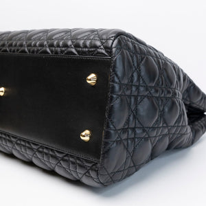 CHRISTIAN DIOR SOFT SHOPPING TOTE BLACK CANNAGE QUILTED LAMBSKIN GHW