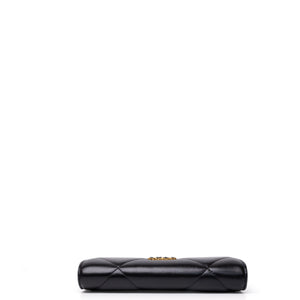 CHANEL 19 LONG FLAP WALLET BLACK LAMBSKIN LEATHER GHW (MICROCHIP)