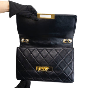 CHANEL CC GOLDEN CLASS FLAP BAG BLACK LAMBSKIN GHW