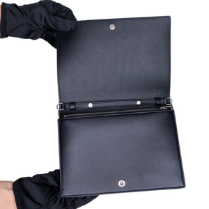 CELINE FRAME WALLET ON CHAIN CROSSBODY BAG BLACK & WHITE CALFSKIN SHW