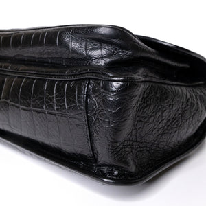 SAINT LAURENT MEDIUM NIKI BAG CROCODILE-EMBOSSED BLACK CALFSKIN BLACK HARDWARE