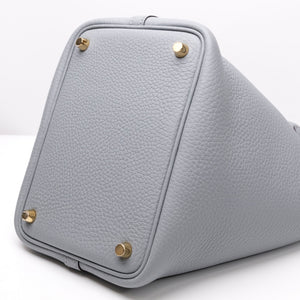 HERMES PICOTIN LOCK 18 GRIS PANTIN CLEMENCE LEATHER GHW STAMP K