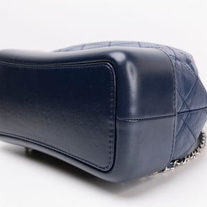 CHANEL SMALL GABRIELLE BACKPACK AGED CALFSKIN NAVY BLUE / BLACK RUTHENIUM HARDWARE