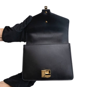 GUCCI MINI SYLVIE CHAIN BAG BLACK CALFSKIN GHW