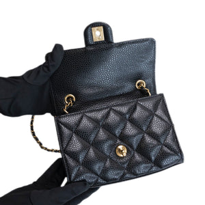 CHANEL 26C MINI FLAP BAG BLACK CAVIAR GHW (MICROCHIP)