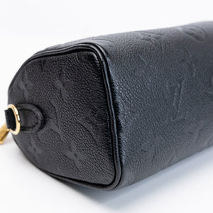 LOUIS VUITTON NANO SPEEDY BLACK MONOGRAM EMPREINTE GHW (MICROCHIP)
