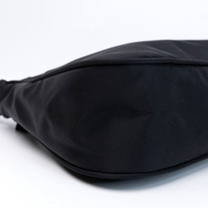 PRADA VINTAGE HOBO HANDBAG BLACK NYLON SHW