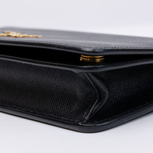 PRADA WALLET ON CHAIN SAFFIANO LEATHER BLACK GHW