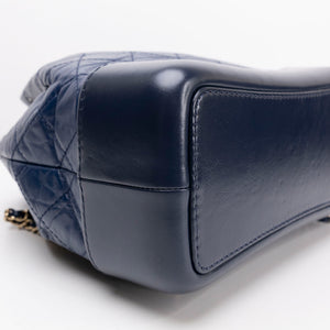 CHANEL SMALL GABRIELLE BACKPACK AGED CALFSKIN NAVY BLUE / BLACK RUTHENIUM HARDWARE