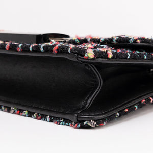 CHANEL TWEED BEAUTY LOCK FLAP BAG MUTICOLOURED BLACK SHW