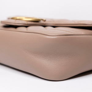 GUCCI MARMONT SMALL SHOULDER BAG BEIGE LEATHER GHW