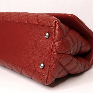 CHANEL MEDIUM COCO HANDLE FLAP BAG RED CAVIAR LEATHER SHW