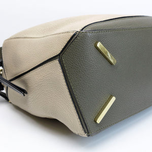 LOEWE MEDIUM PUZZLE BAG CALFSKIN OAT KHAKI GREEN GHW