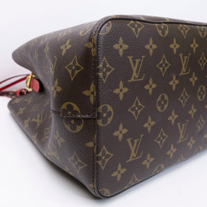 LOUIS VUITTON NEO NOE BROWN/ RED POUDRE MONOGRAM CANVAS GHW