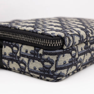 CHRISTIAN DIOR WALLET ON STRAP OBLIQUE JACQUARD CANVAS / LEATHER BLUE SHW