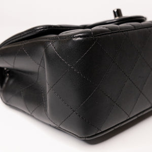 CHANEL MINI SQUARE FLAP BAG LAMBSKIN SO BLACK (MICROCHIP)