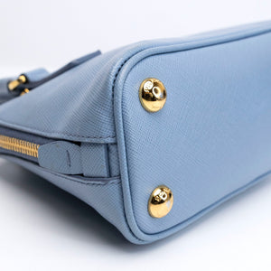 PRADA SAFFIANO LUX LEATHER MINI BAG BLUE GHW