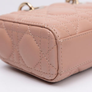 CHRISTIAN DIOR D-JOY MICRO BAG PINK LAMBSKIN LEATHER LGHW