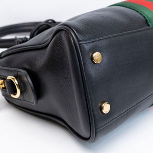 GUCCI BORSETTO MEDIUM LEATHER SHOULDER BAG BLACK GHW