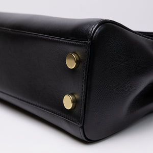 SAINT LAURENT SAC MOUJIK TOP HANDLE BLACK GRAINED LEATHER GHW