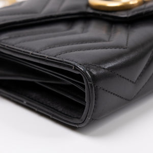 GUCCI GG MARMONT WALLET ON CHAIN BLACK GHW