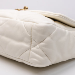 CHANEL SMALL 19 BAG WHITE LAMBSKIN MULTICOLOUR HARDWARE