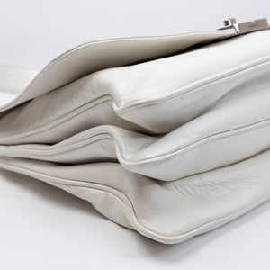 BALENCIAGA SOFT FLAP BAG WHITE CALFSKIN LEATHER SHW